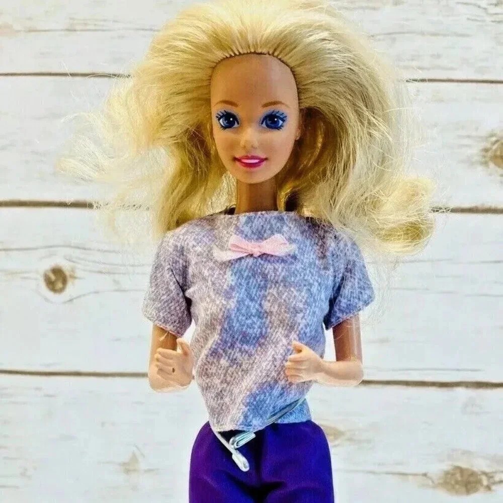 MATTEL BARBIE Doll Blonde Hair Blue Eyes Shirt/Shorts Outfit 12" Tall